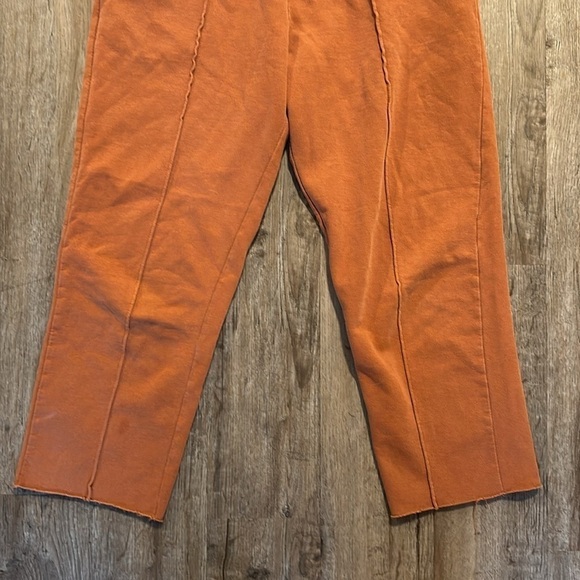 URBAN OUTFITTERS RUST ORANGE RAW HEM CROPPED SWEATPANTS (M) - Picture 3 of 7